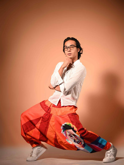Buy Men's Fierce Smiling Face Print  Bohemian Hippy Harem Pants For Dance Travel Yoga