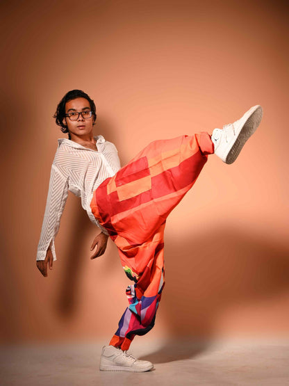 Buy Men's Fierce Smiling Face Print  Bohemian Hippy Harem Pants For Dance Travel Yoga