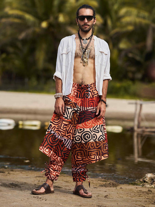 Buy Men's Flowy Graphic Printed Hippy Harem Pants For Travel Yoga Dance