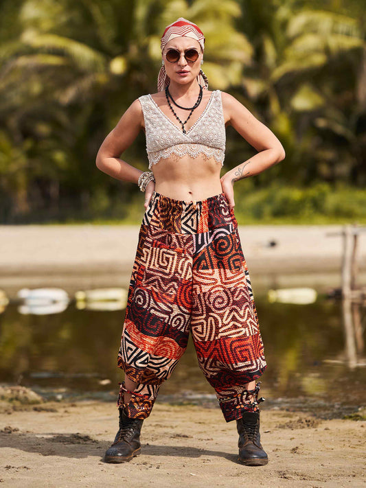 Buy Women's Flowy Graphic Printed Hippy Harem Pants For Travel Yoga Dance