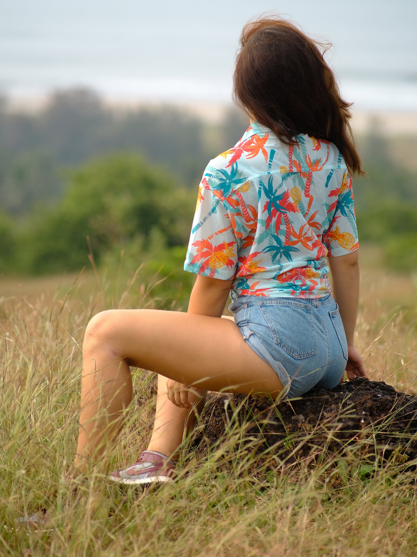Women's Tropical Oversize Printed Travel Shirt