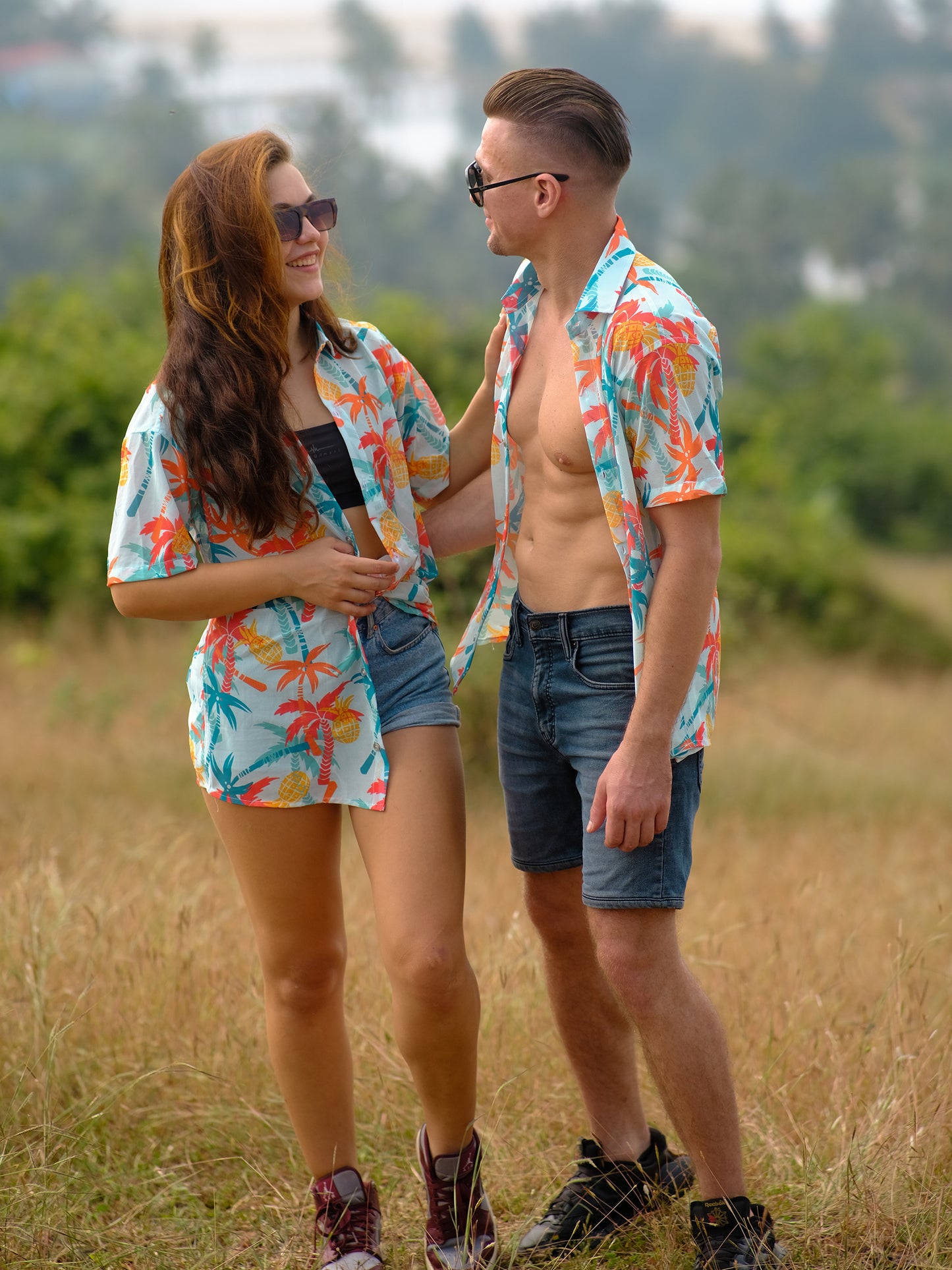 Women's Tropical Oversize Printed Travel Shirt