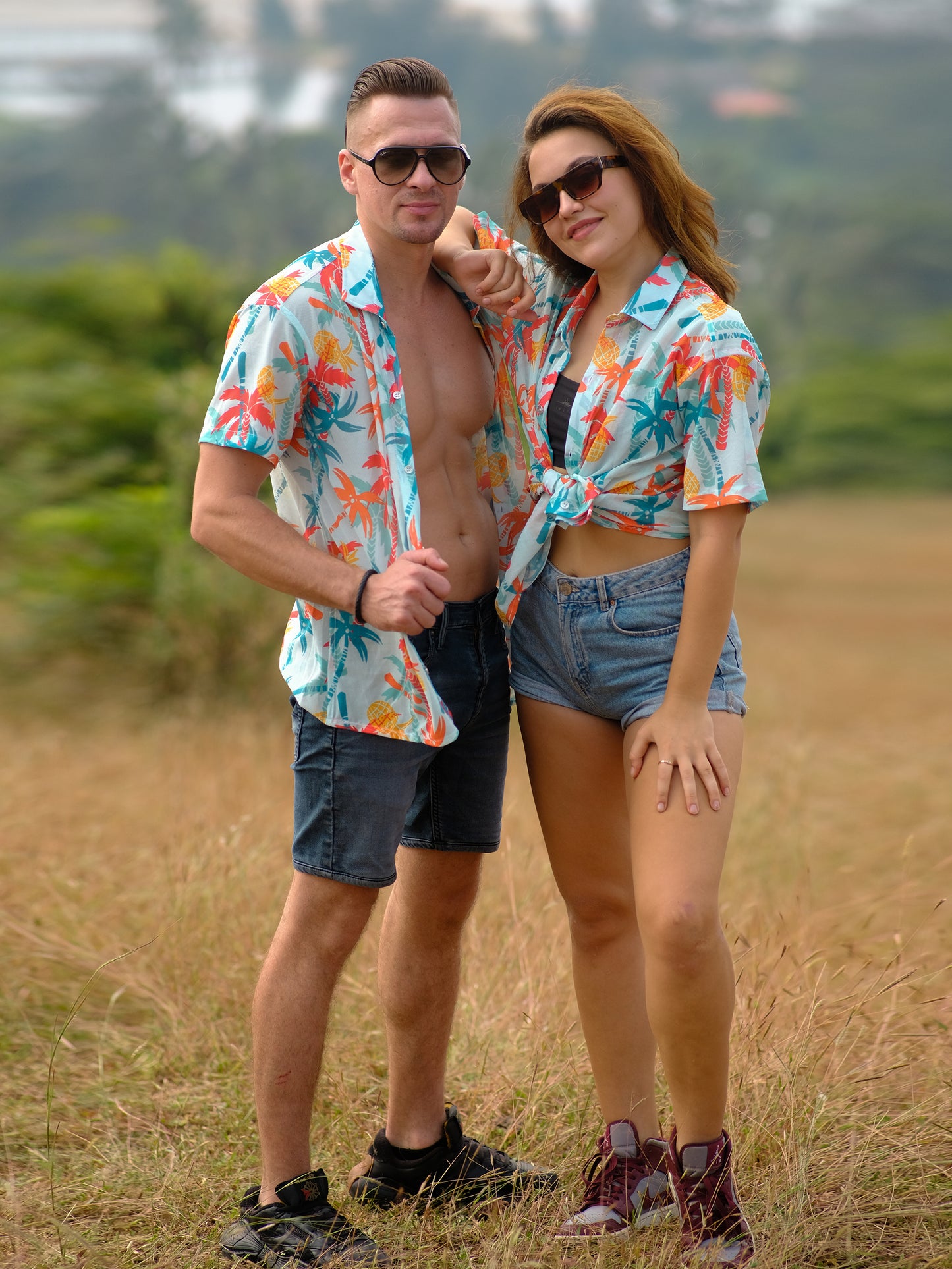 Men's Tropical Oversize Printed Travel Shirt