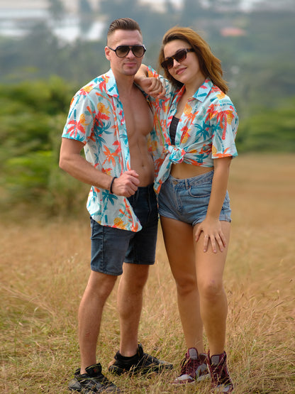 Men's Tropical Oversize Printed Travel Shirt