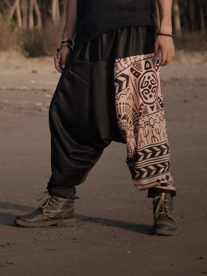 Tribal Print Men’s Harem Pants – Free Size Boho Streetwear for Travel, Yoga & Dance