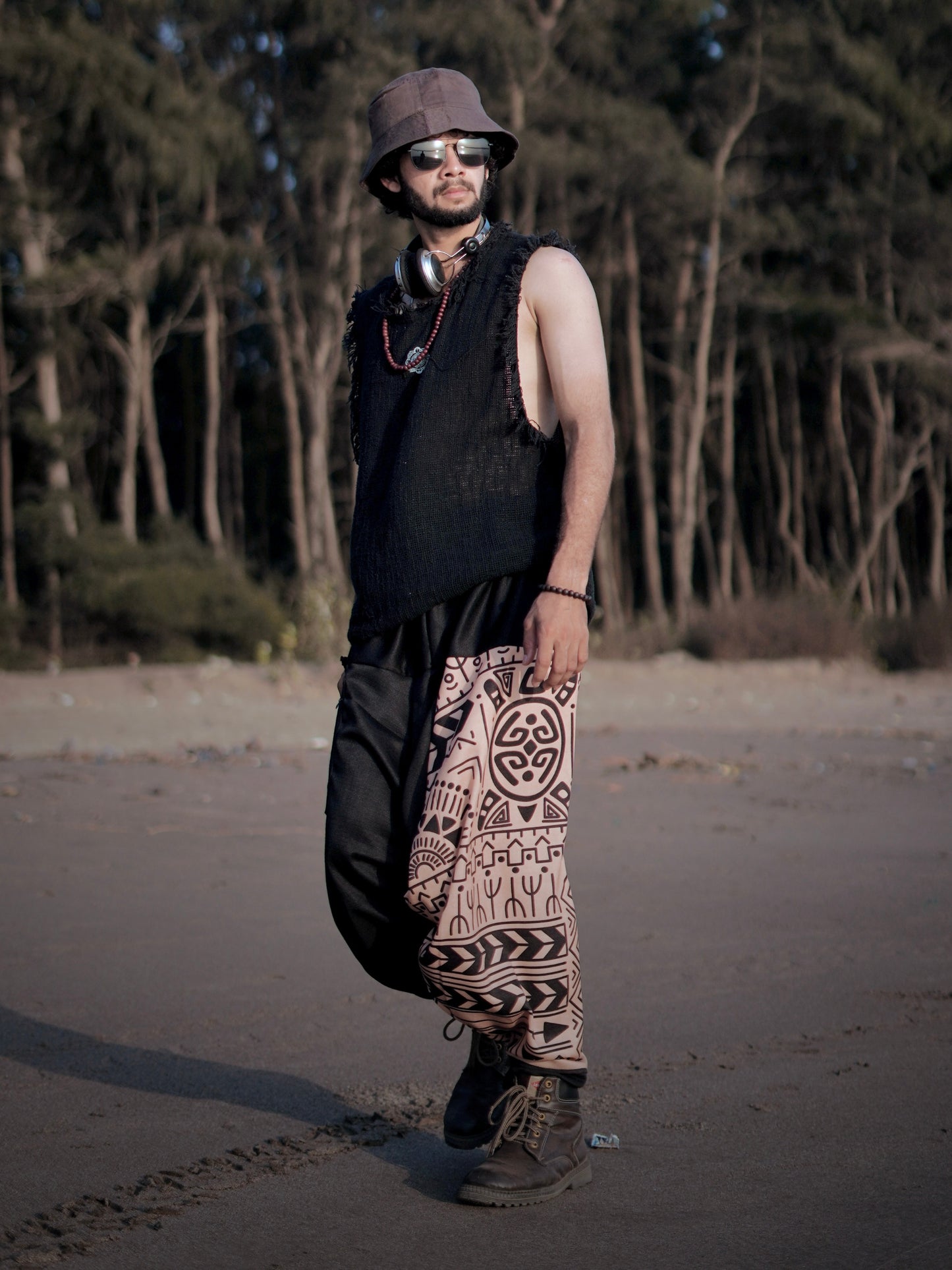 Tribal Print Men’s Harem Pants – Free Size Boho Streetwear for Travel, Yoga & Dance