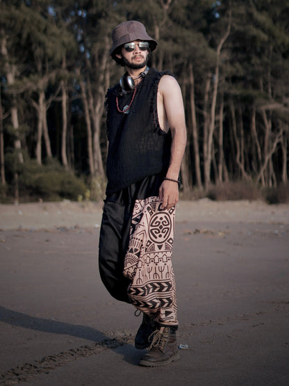 Tribal Print Men’s Harem Pants – Free Size Boho Streetwear for Travel, Yoga & Dance