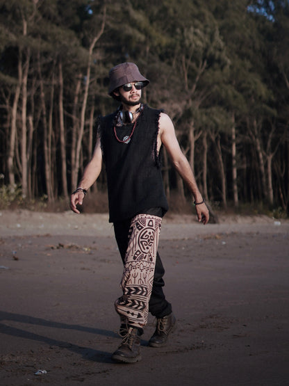 Tribal Print Men’s Harem Pants – Free Size Boho Streetwear for Travel, Yoga & Dance