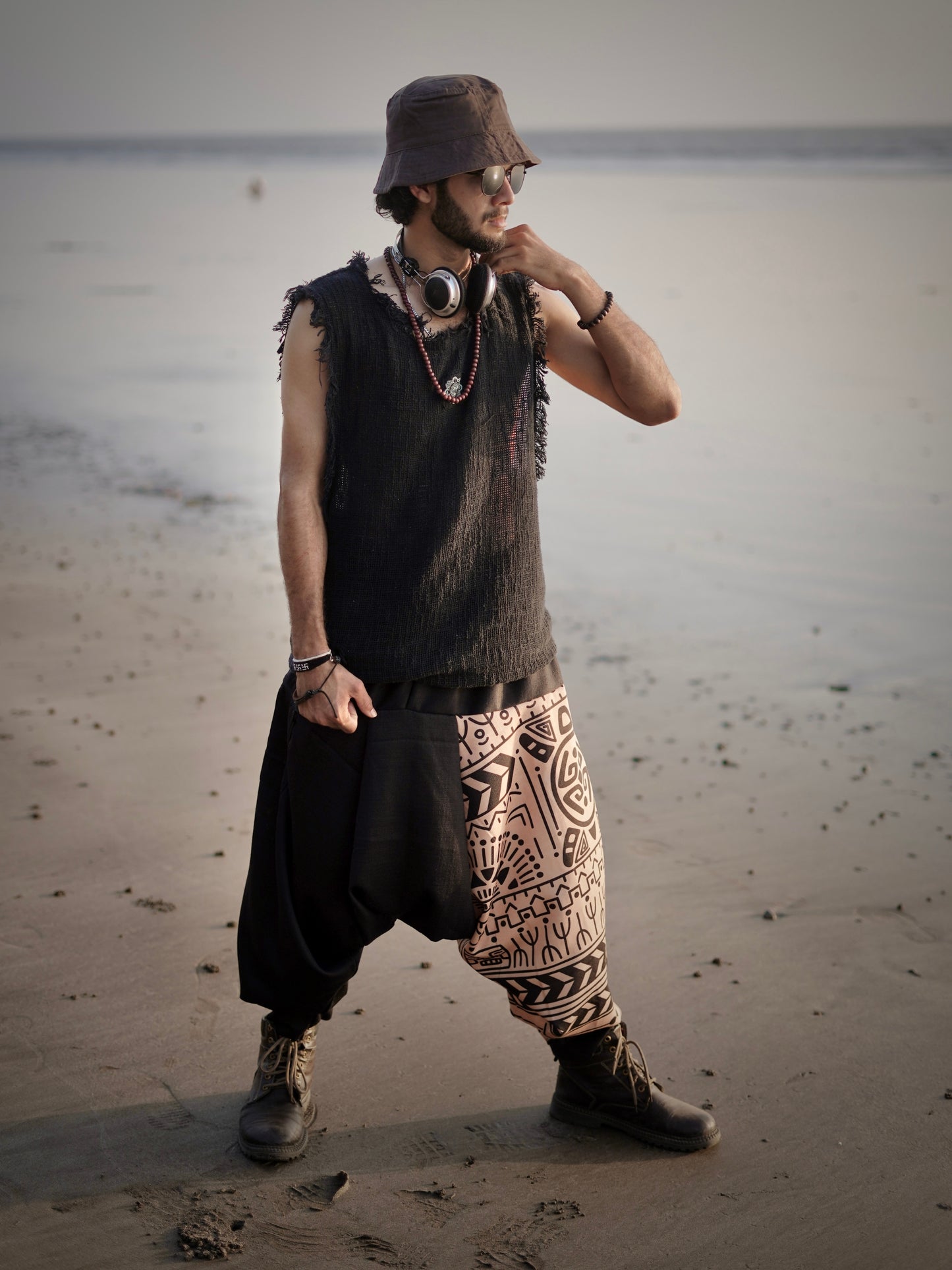 Tribal Print Men’s Harem Pants – Free Size Boho Streetwear for Travel, Yoga & Dance