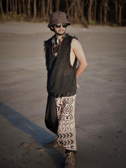 Tribal Print Men’s Harem Pants – Free Size Boho Streetwear for Travel, Yoga & Dance