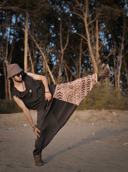 Tribal Print Men’s Harem Pants – Free Size Boho Streetwear for Travel, Yoga & Dance