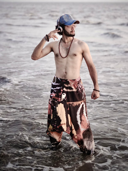 Street Art Printed Men’s Harem Pants – Free Size Relaxed Fit for Travel, Dance & Everyday Style