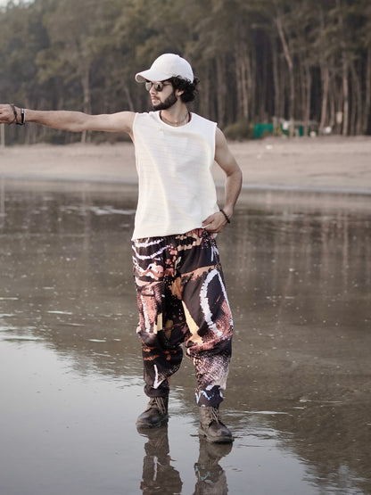 Street Art Printed Men’s Harem Pants – Free Size Relaxed Fit for Travel, Dance & Everyday Style