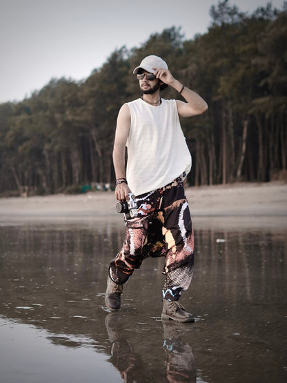 Street Art Printed Men’s Harem Pants – Free Size Relaxed Fit for Travel, Dance & Everyday Style