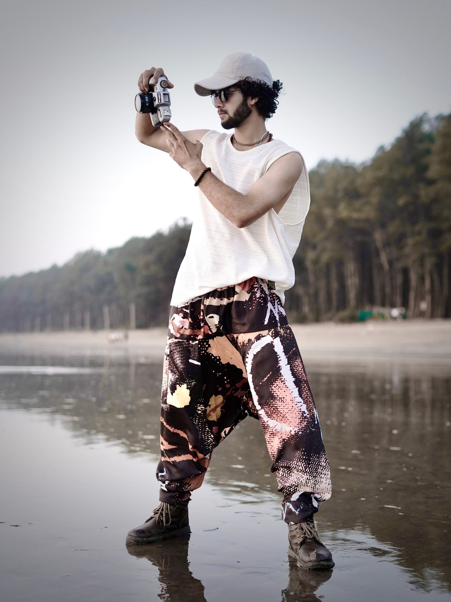 Street Art Printed Men’s Harem Pants – Free Size Relaxed Fit for Travel, Dance & Everyday Style
