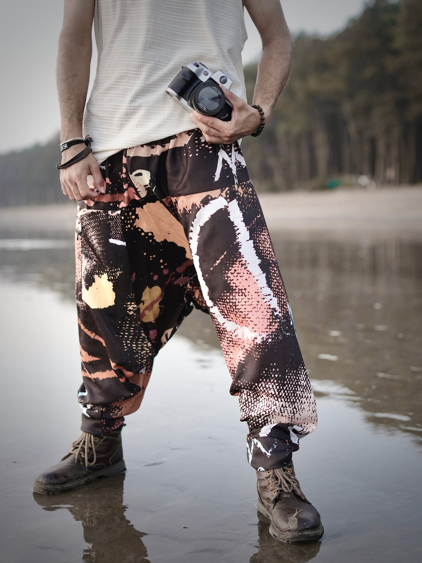 Street Art Printed Men’s Harem Pants – Free Size Relaxed Fit for Travel, Dance & Everyday Style