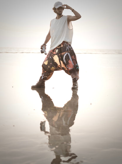 Street Art Printed Men’s Harem Pants – Free Size Relaxed Fit for Travel, Dance & Everyday Style