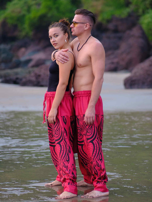Buy Unisex Couple Red Owl Bohemian Hippy Aladdin Balloon Harem Pants For Travel Yoga Dance