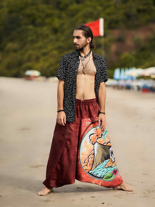 Buy Men's Mountain Inspired Print Baggy Balloon Aladdin Harem Pants