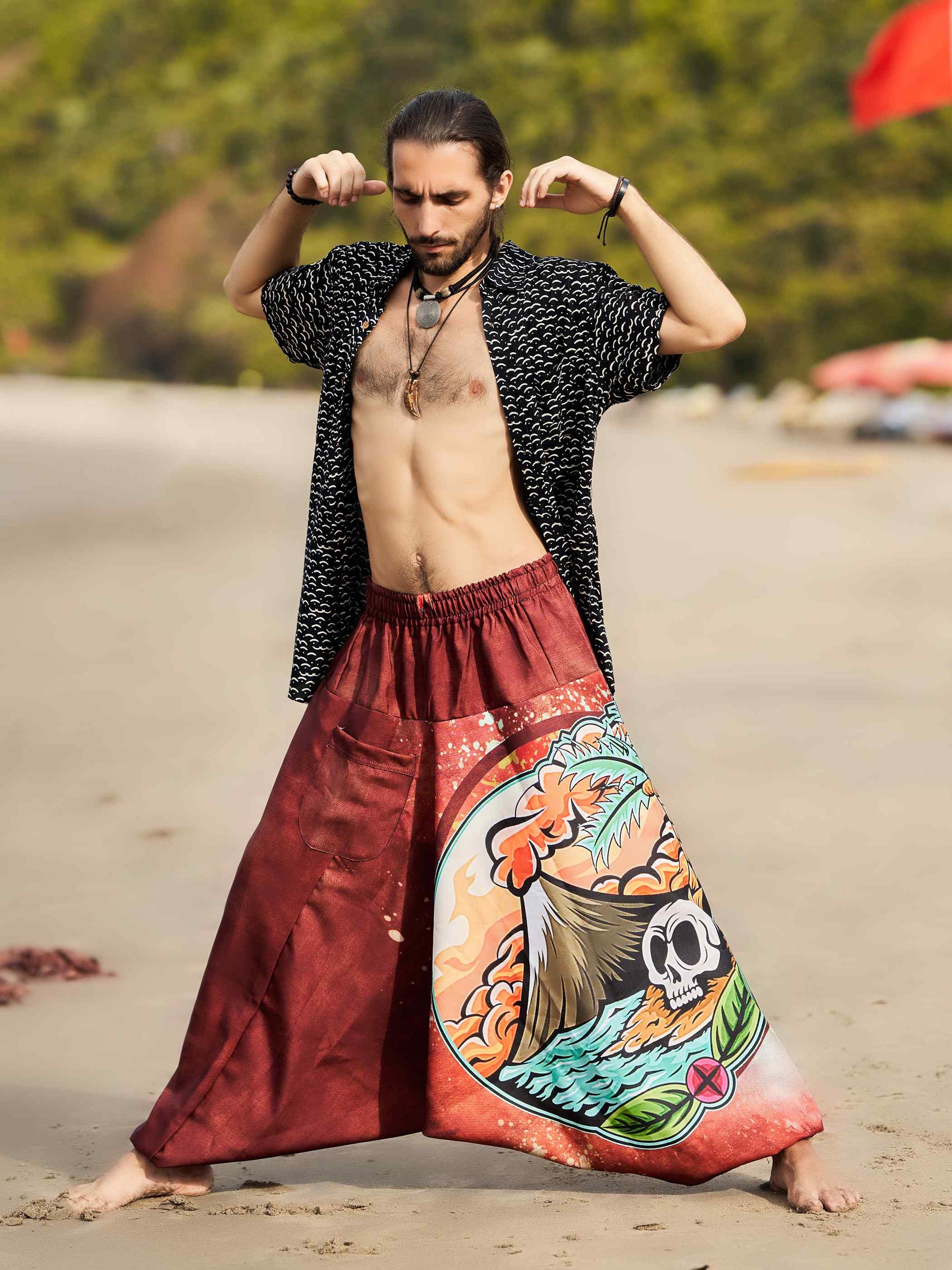 Buy Men's Mountain Inspired Print Baggy Balloon Aladdin Harem Pants