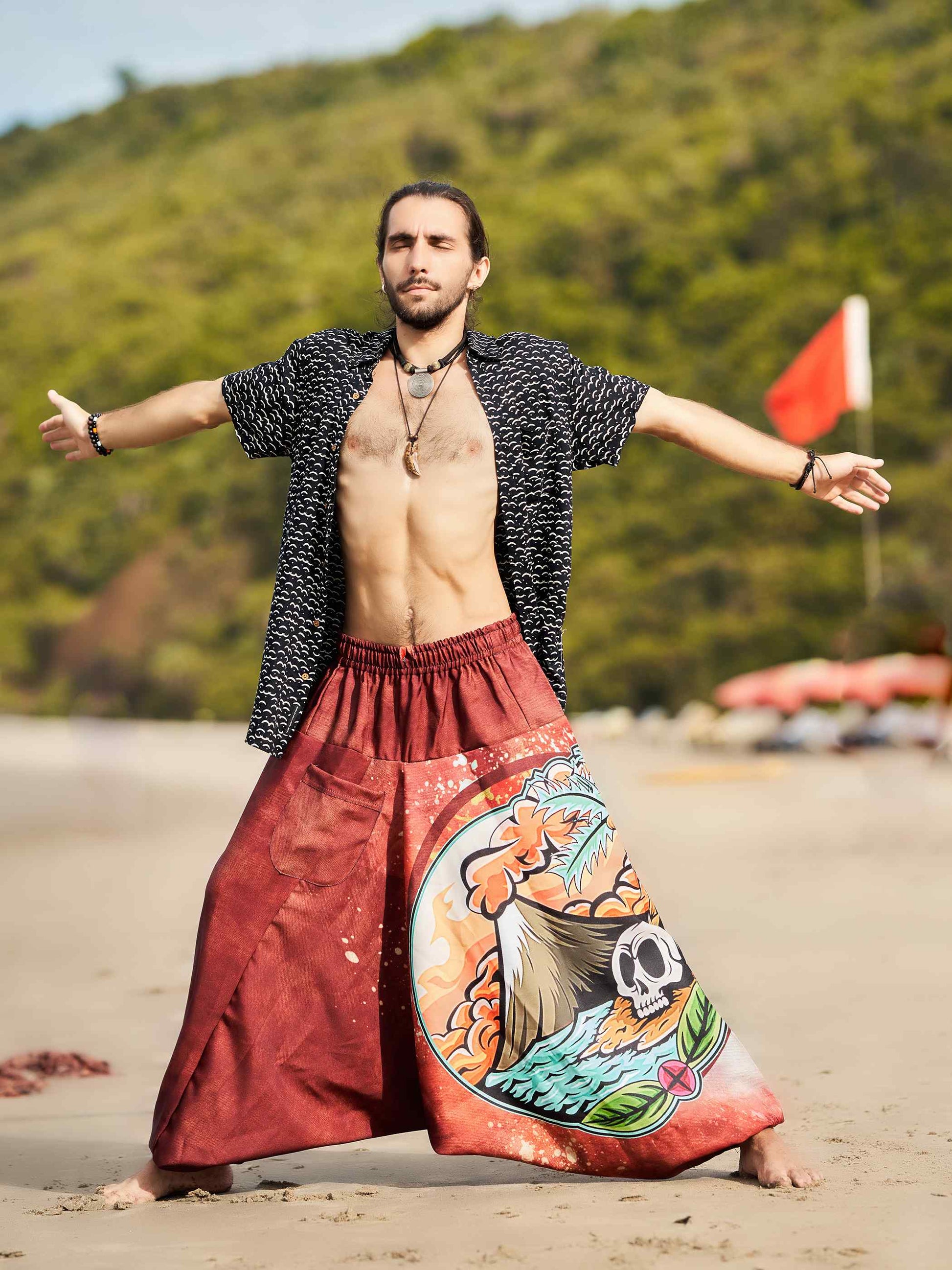 Buy Men's Mountain Inspired Print Baggy Balloon Aladdin Harem Pants