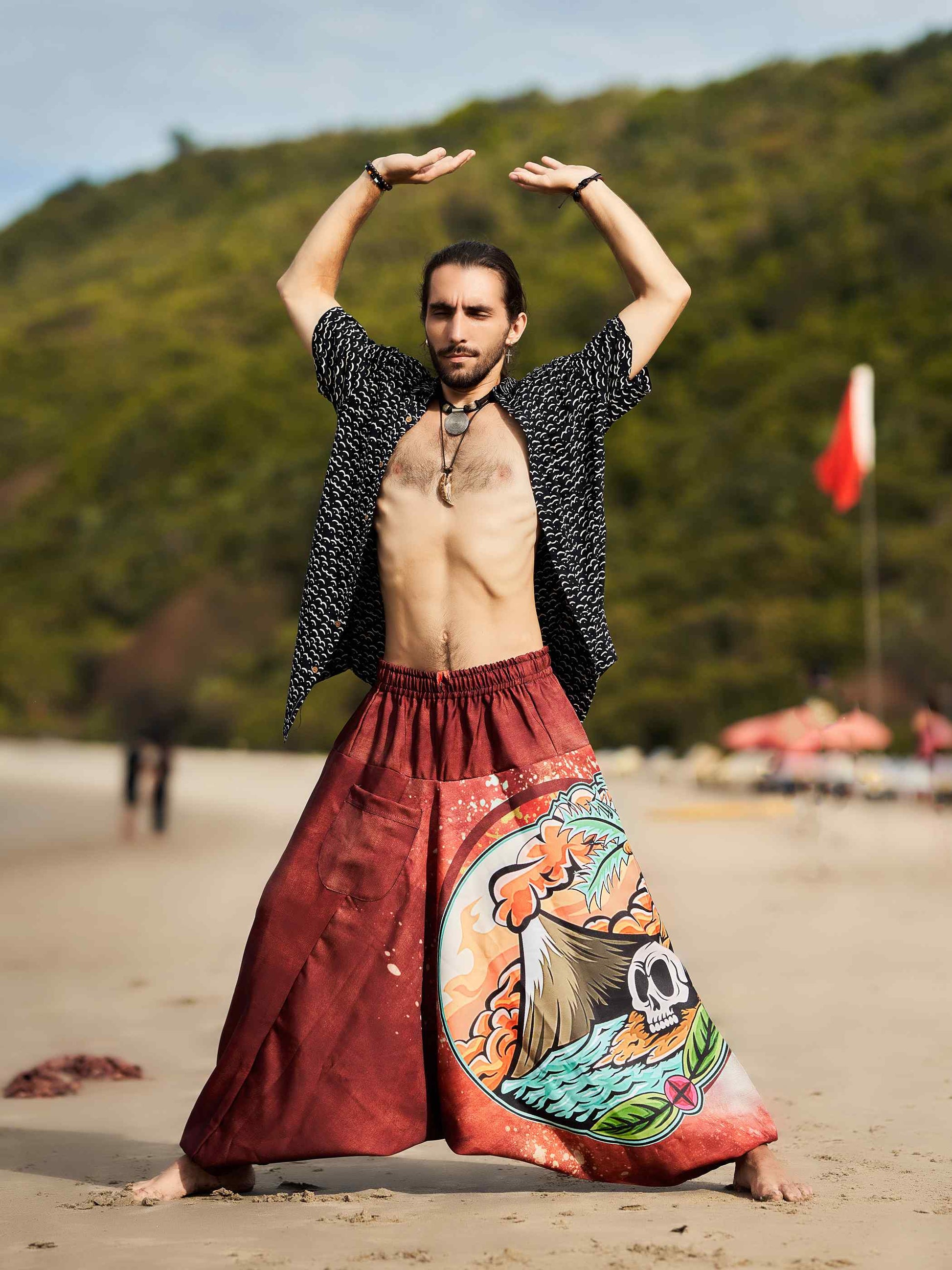 Buy Men's Mountain Inspired Print Baggy Balloon Aladdin Harem Pants