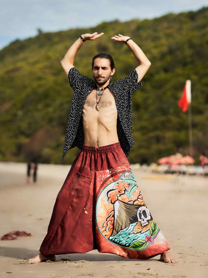 Buy Men's Mountain Inspired Print Baggy Balloon Aladdin Harem Pants