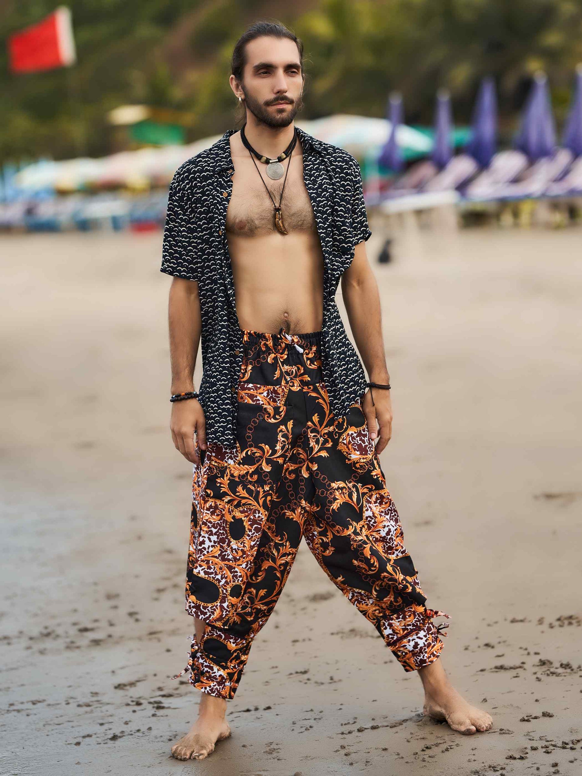 Buy Men's Abstract Floral Print Bohemian Hippy Harem Pants For Yoga