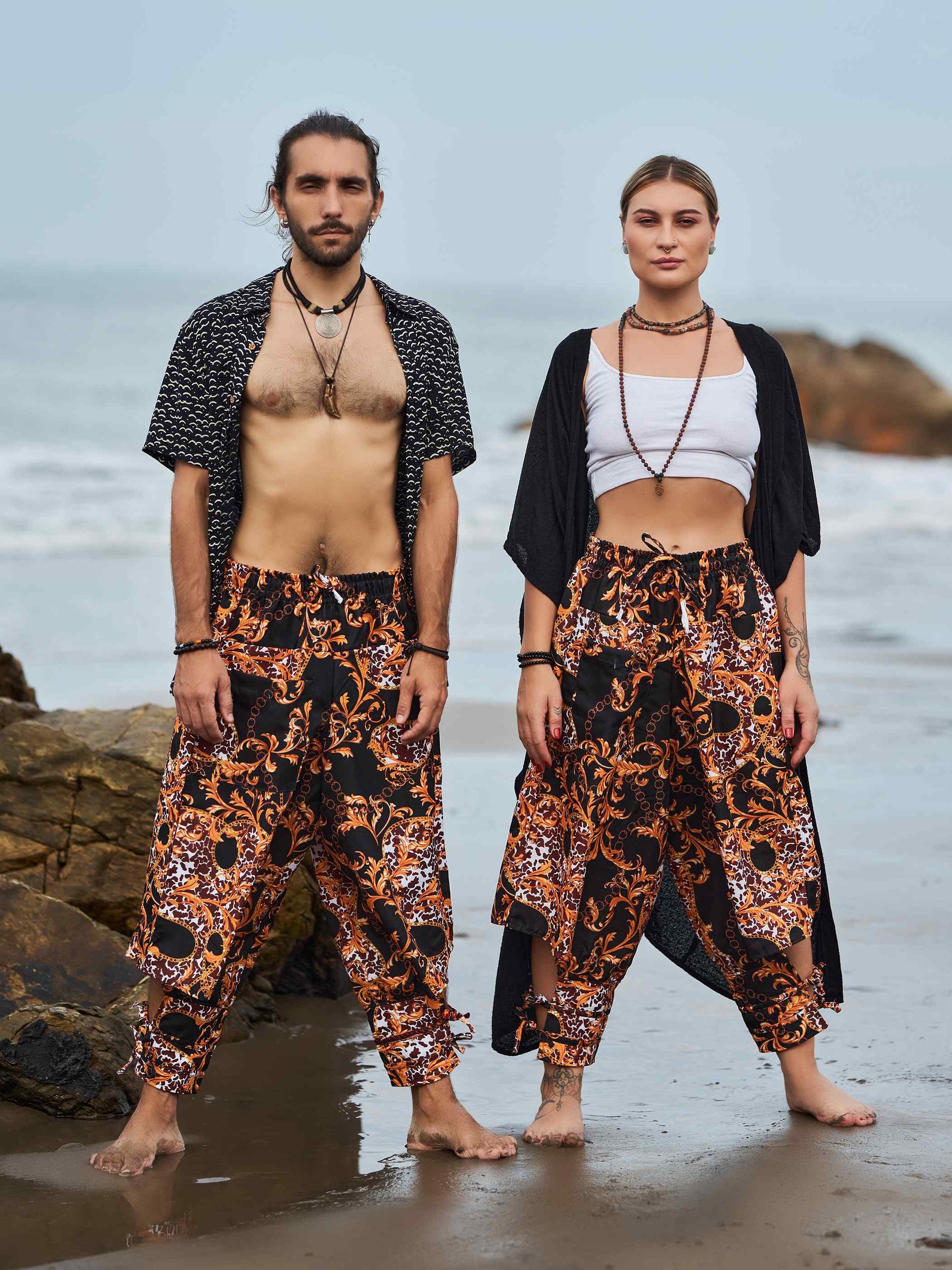 Buy Men's Abstract Floral Print Bohemian Hippy Harem Pants For Yoga