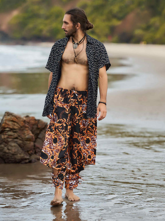 Buy Men's Abstract Floral Print Bohemian Hippy Harem Pants For Yoga