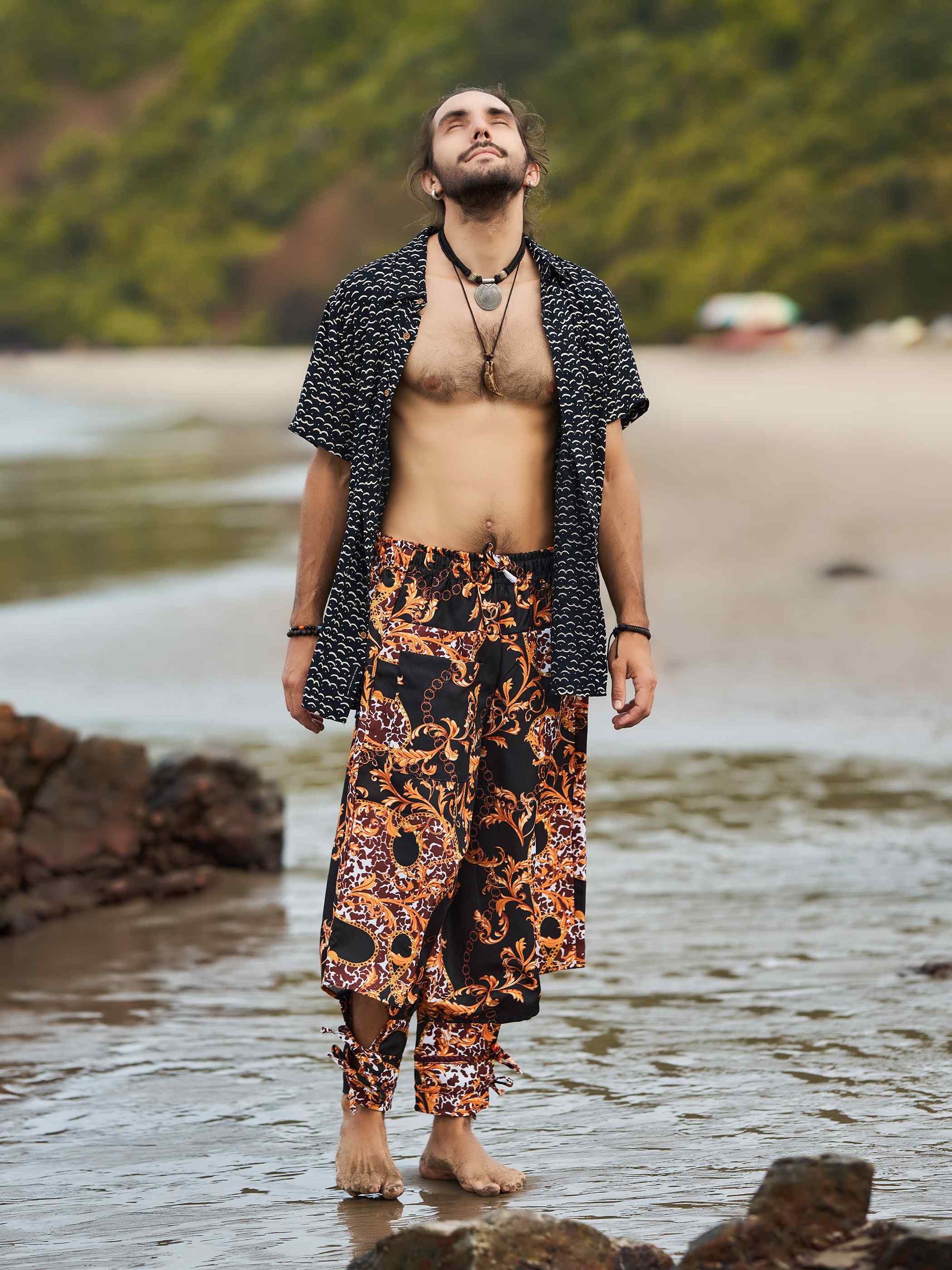 Buy Men's Abstract Floral Print Bohemian Hippy Harem Pants For Yoga