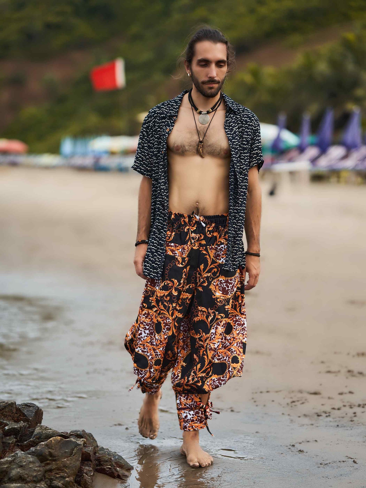 Buy Men's Abstract Floral Print Bohemian Hippy Harem Pants For Yoga