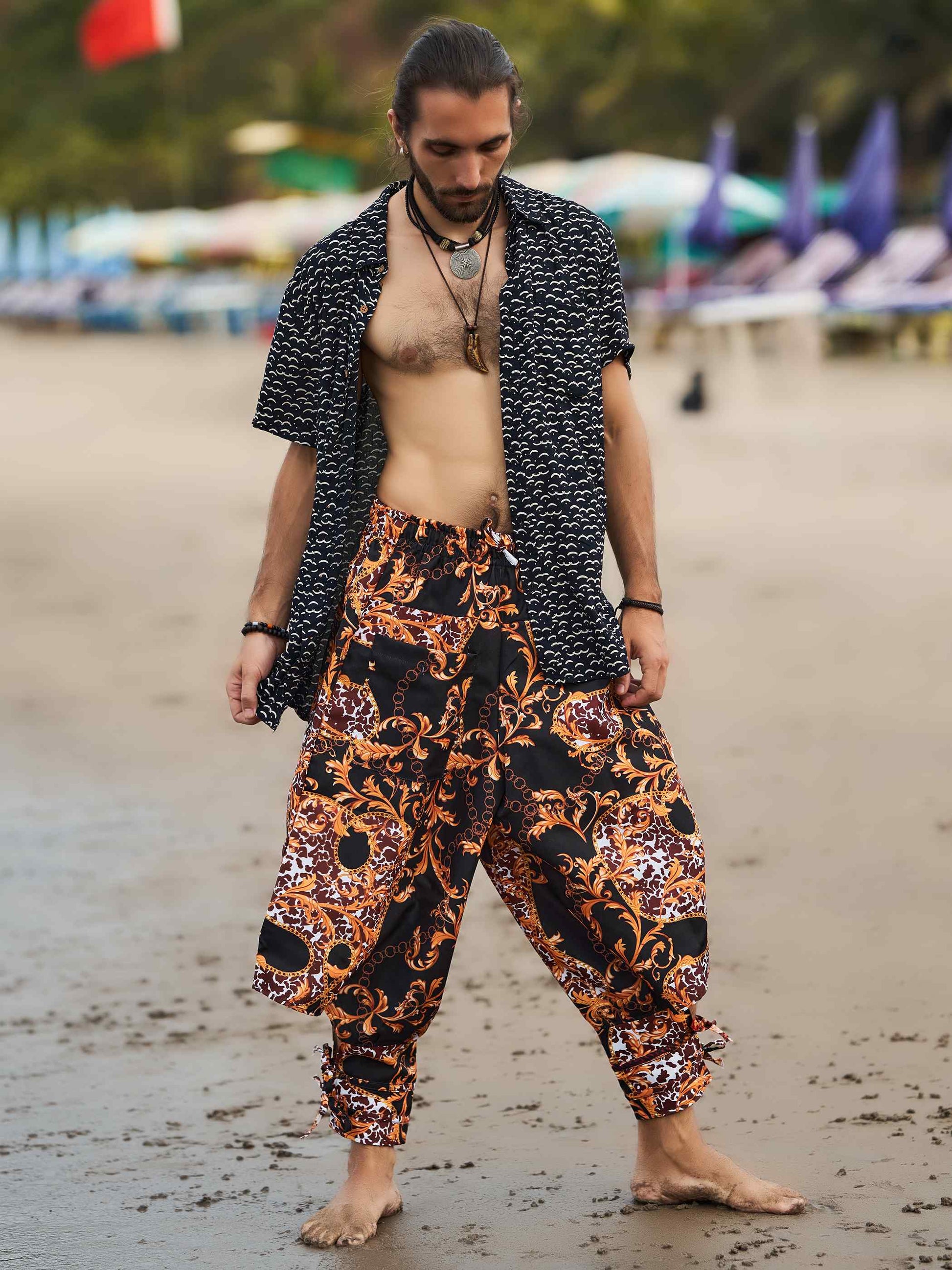 Buy Men's Abstract Floral Print Bohemian Hippy Harem Pants For Yoga