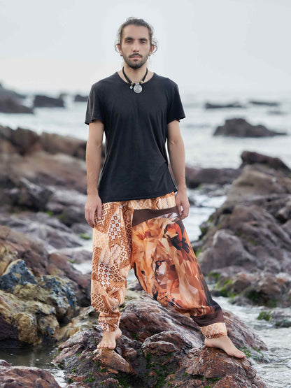 Buy Men's Boho Lion Genie Bohemian Hippy Harem Unisex Pants For Dance