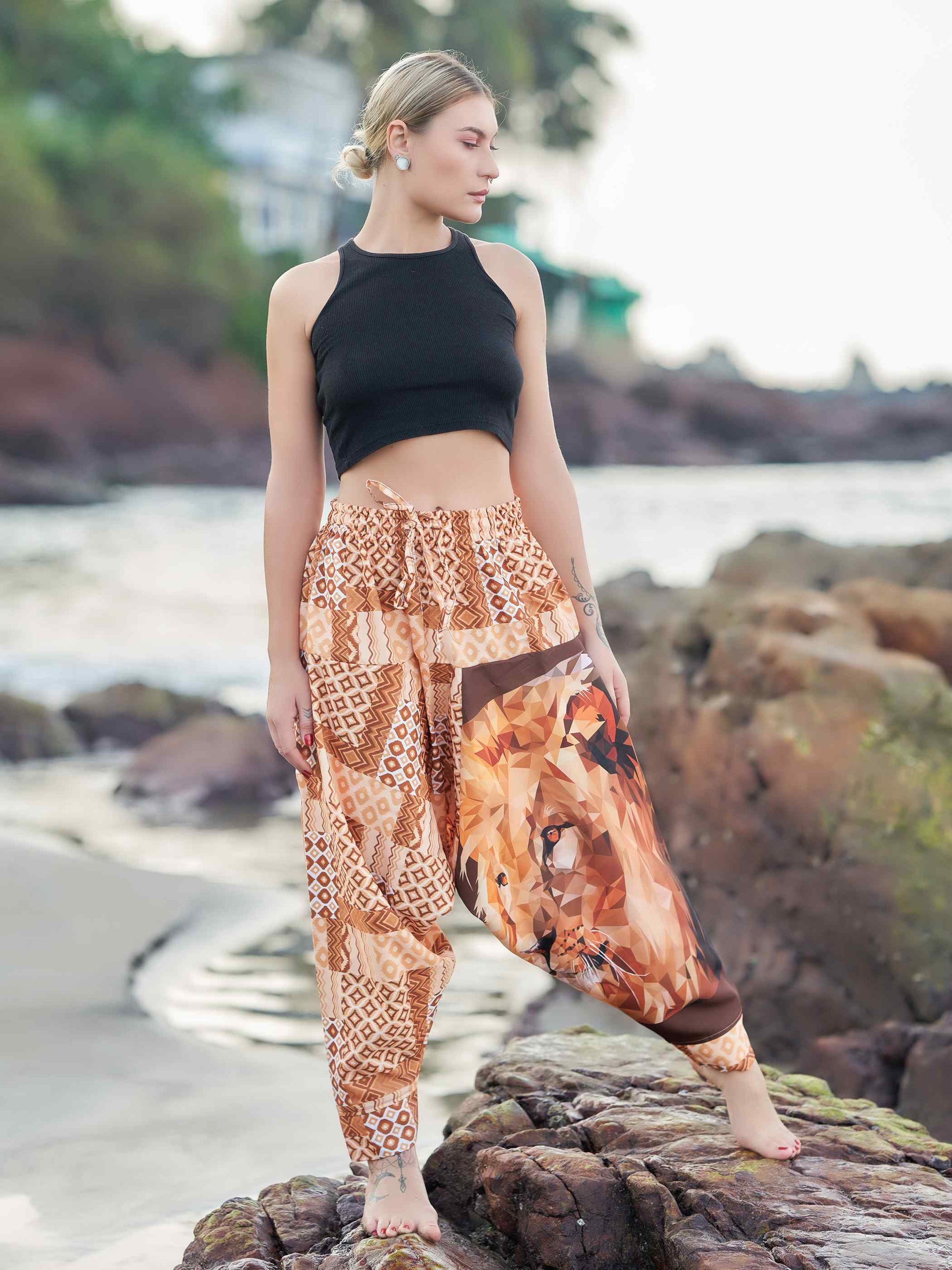 Buy Women's Boho Lion Genie Bohemian Hippy Unisex Harem Pants For Dance Travel