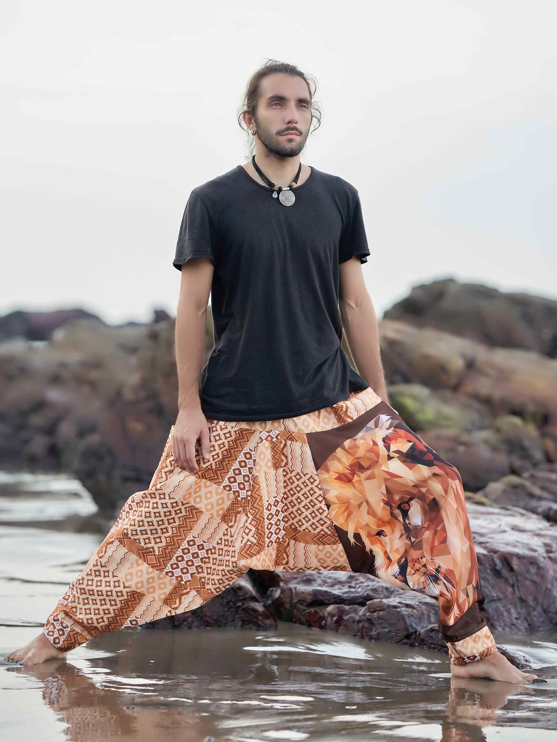 Buy Men's Boho Lion Genie Bohemian Hippy Harem Unisex Pants For Dance