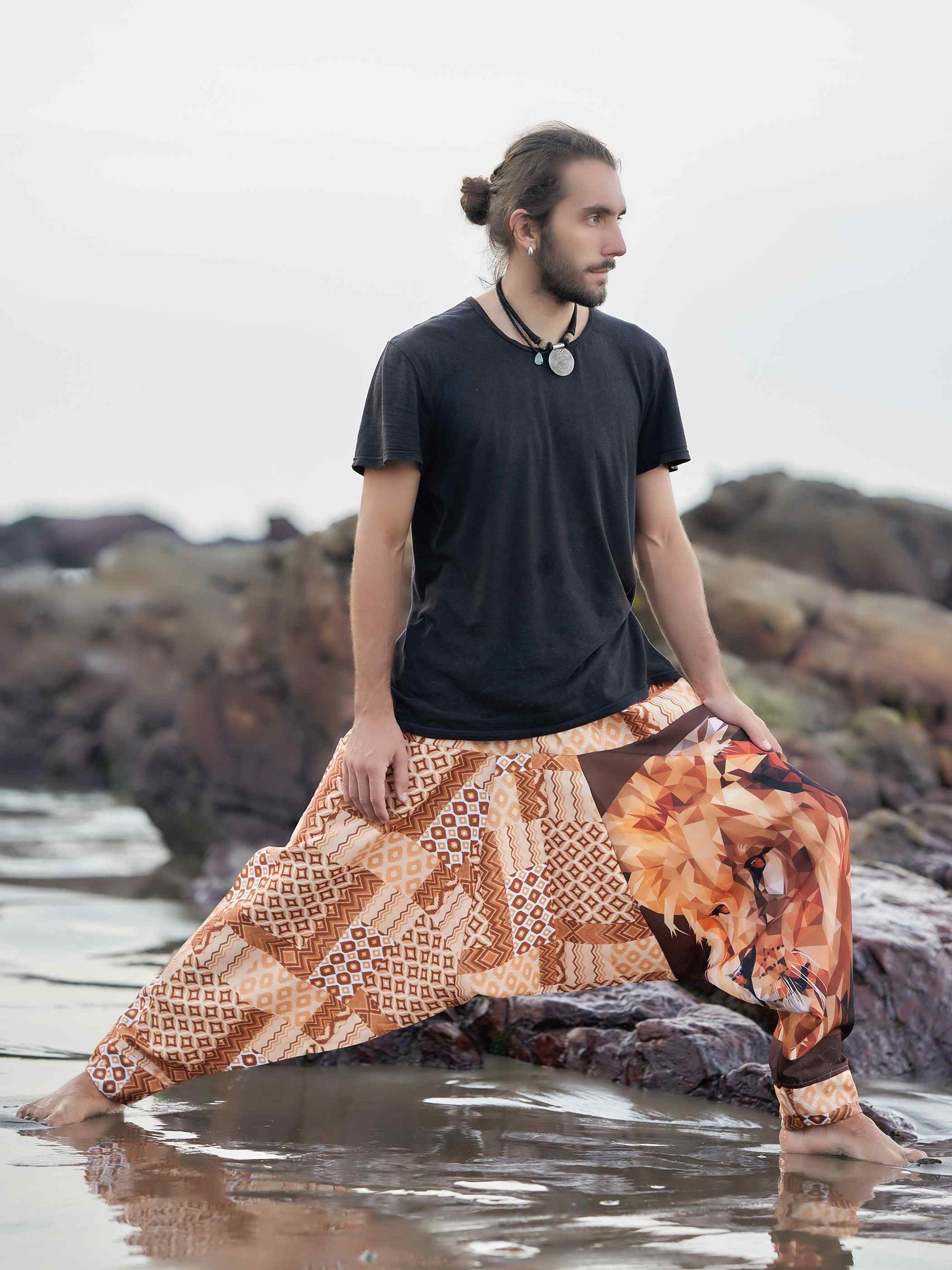 Men's Boho Lion Genie Bohemian Hippy Harem Pants For Dance