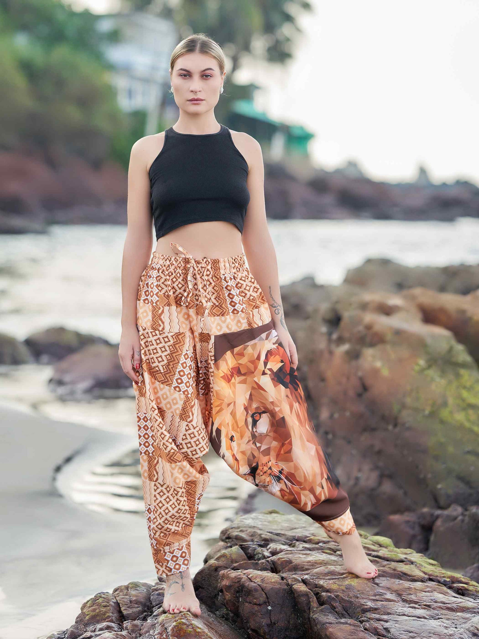 Buy Women's Boho Lion Genie Bohemian Hippy Unisex Harem Pants For Dance Travel