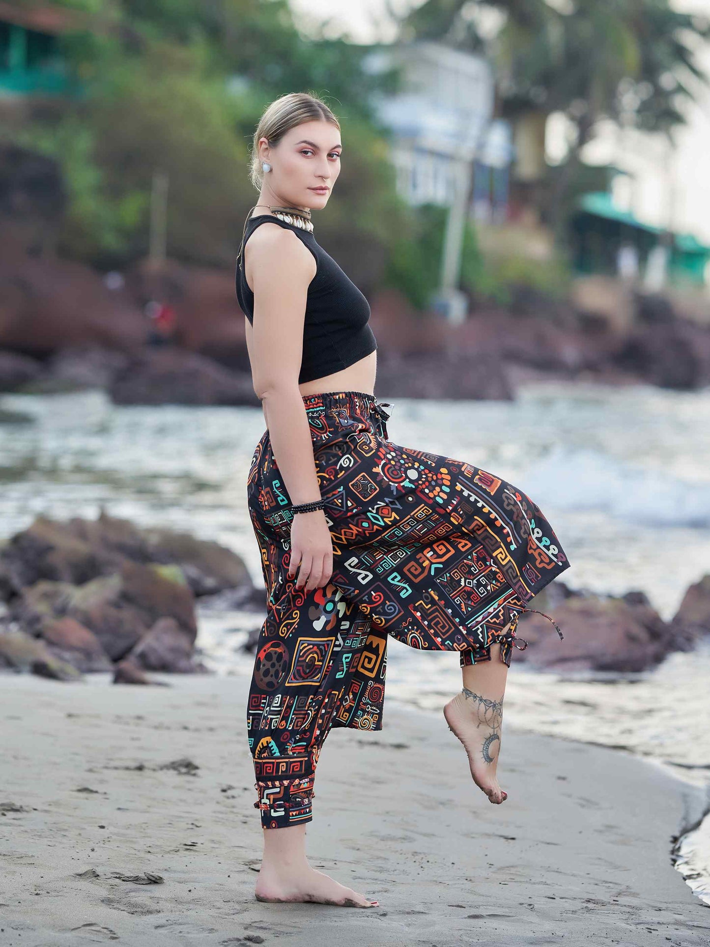Buy Women's Abstract Graphic Vintage Hippy Harem Pants For Dance Unisex Boho pants