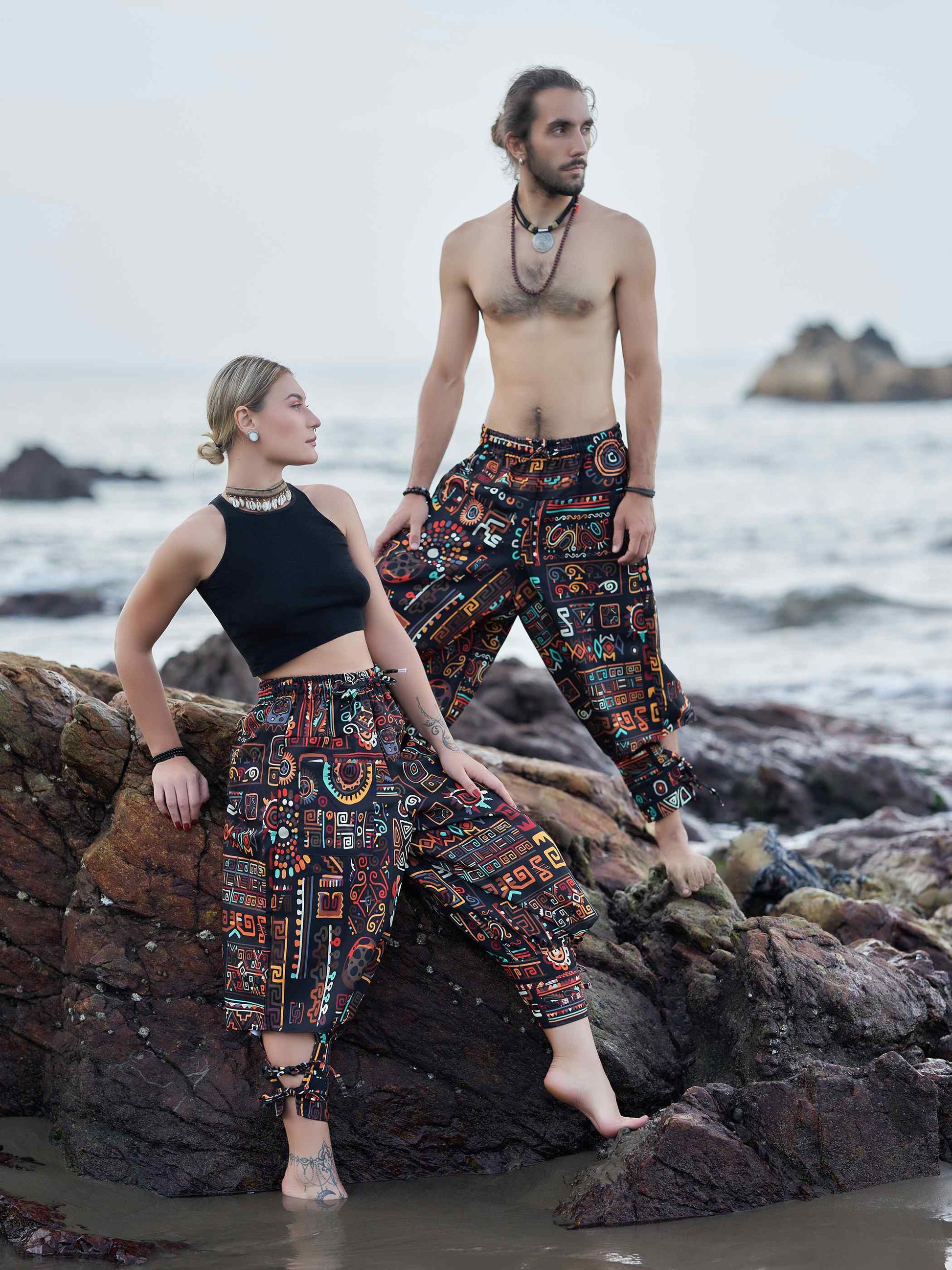Buy Men's Abstract Graphic Vintage Hippy Harem Pants For Dance Unisex Boho pants