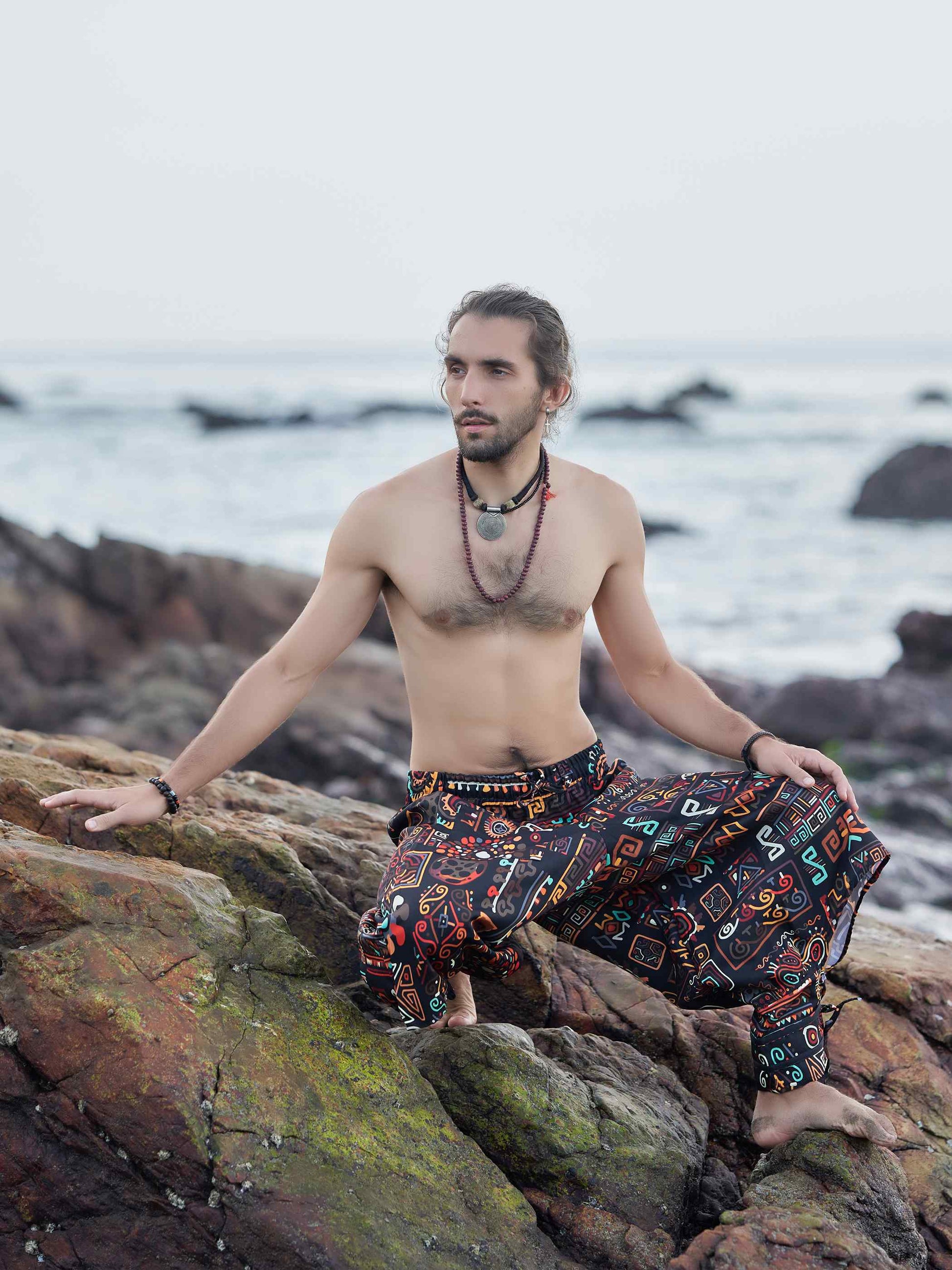 Buy Men's Flowy Graphic Printed Hippy Harem Pants For Travel Yoga