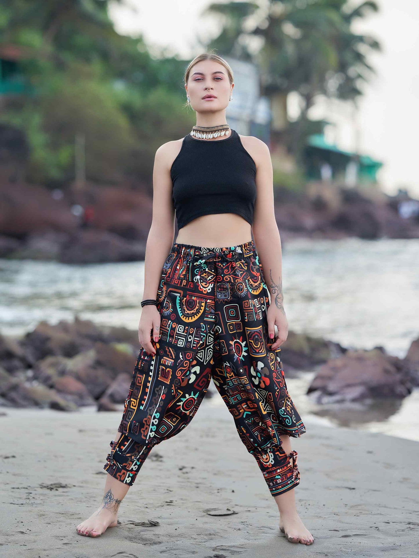 Buy Women's Abstract Graphic Vintage Hippy Harem Pants For Dance