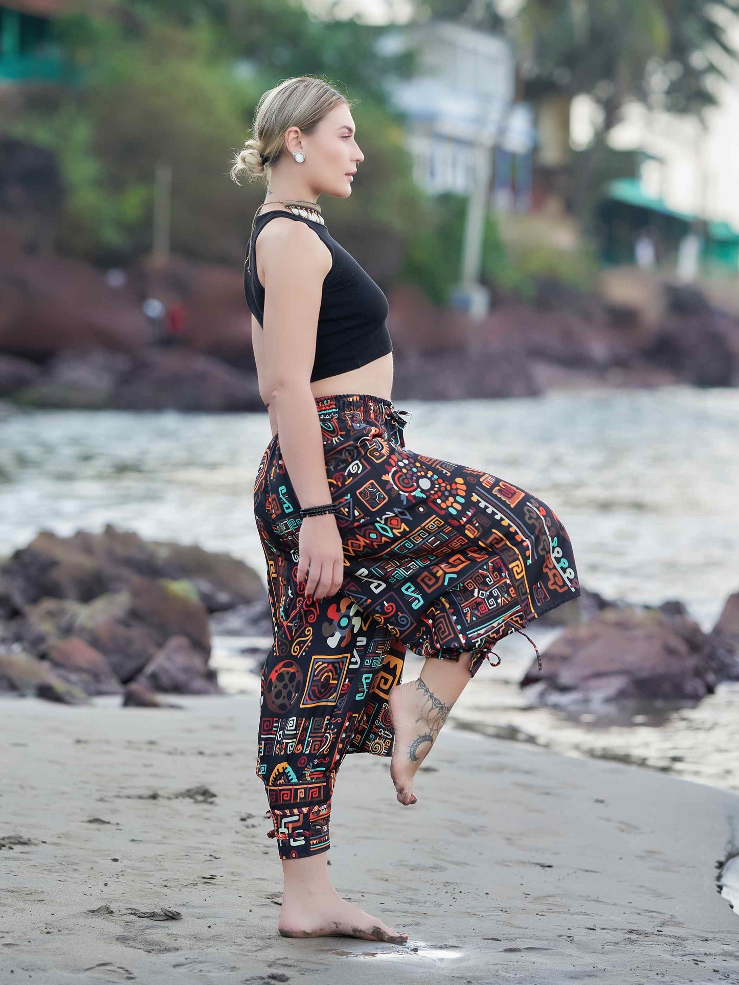 Buy Women's Abstract Graphic Vintage Hippy Harem Pants For Dance Unisex Boho pants