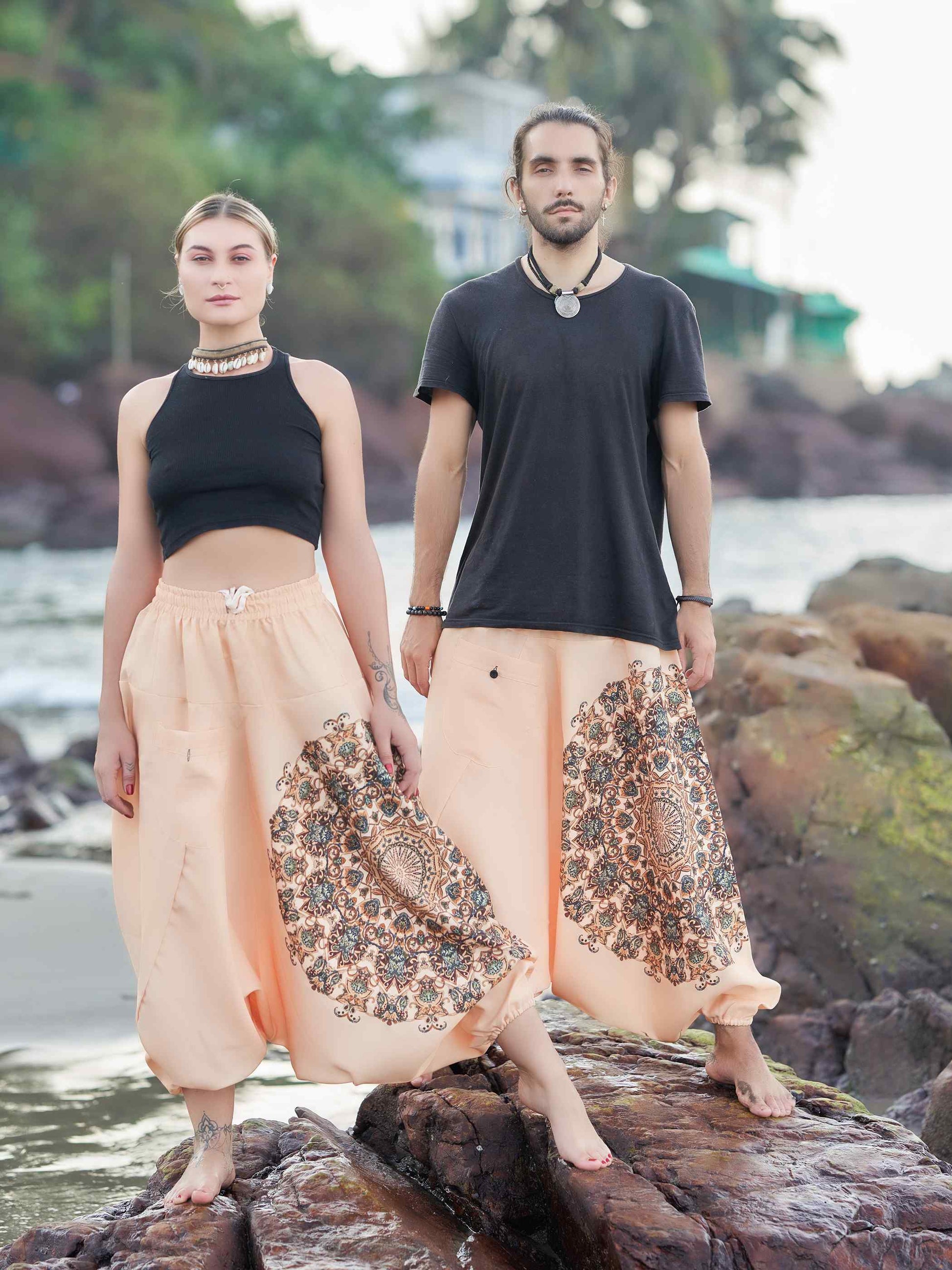 Women's Mandala Print Genie Bohemian Hippy Unisex Harem Pants For Yoga