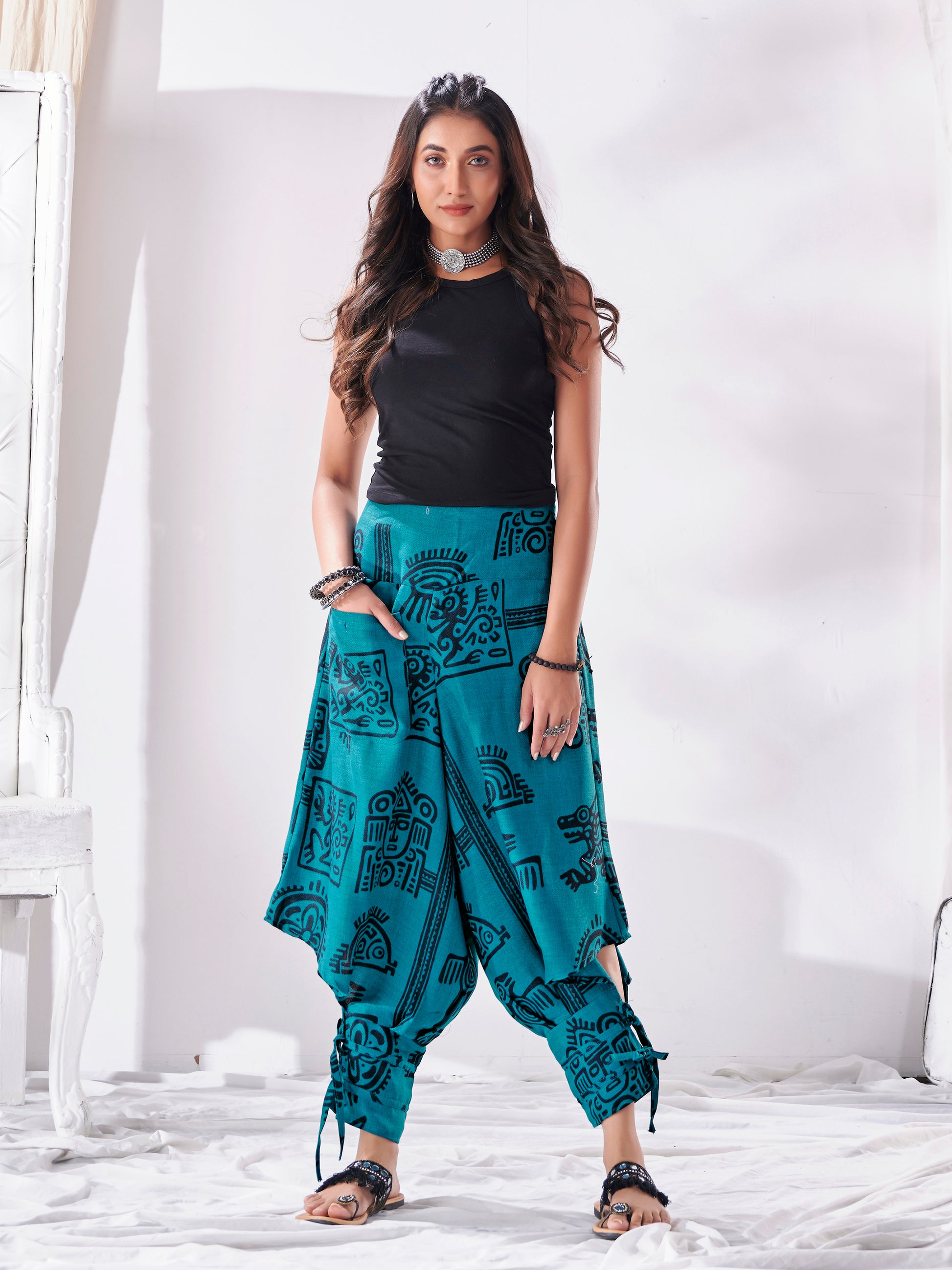 Women's Arabian Afghani Harem Boho Pants - Main Image