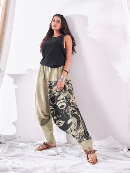 Women's Unique Khaki Hippie Boho Harem Pant For Yoga Dance Travel Track Pant Unisex Yoga Dance Track Pant