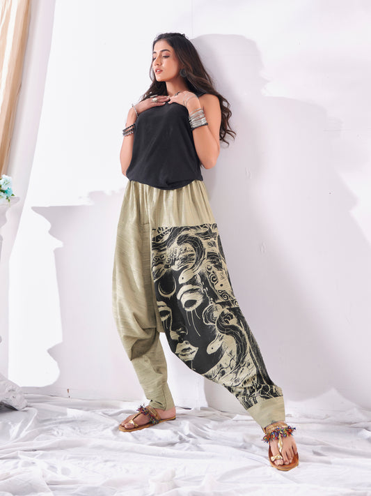 Women's Unique Khaki Hippie Boho Harem Pant For Yoga Dance Tavel Track Pant Unisex Yoga Dance Track Pant