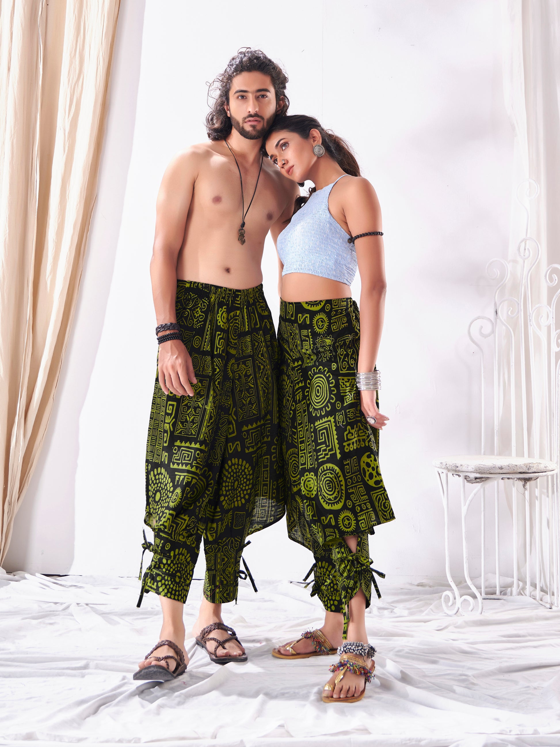 Buy Men's Arabic Neon Green Baggy Boho Hippy Harem Pants Unisex Yoga Dance Freesize Track Pant