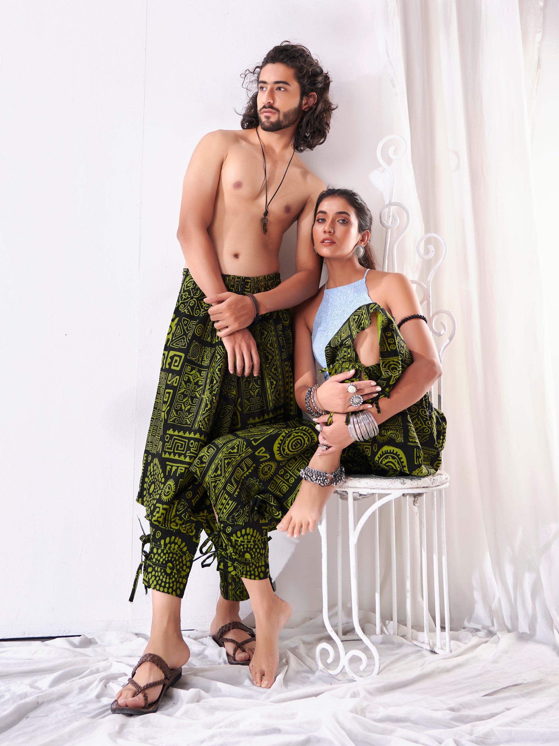 Buy Women's Arabic Neon Green Boho Baggy Harem Track Pant Unisex Yoga Dance Freesize Track Pant