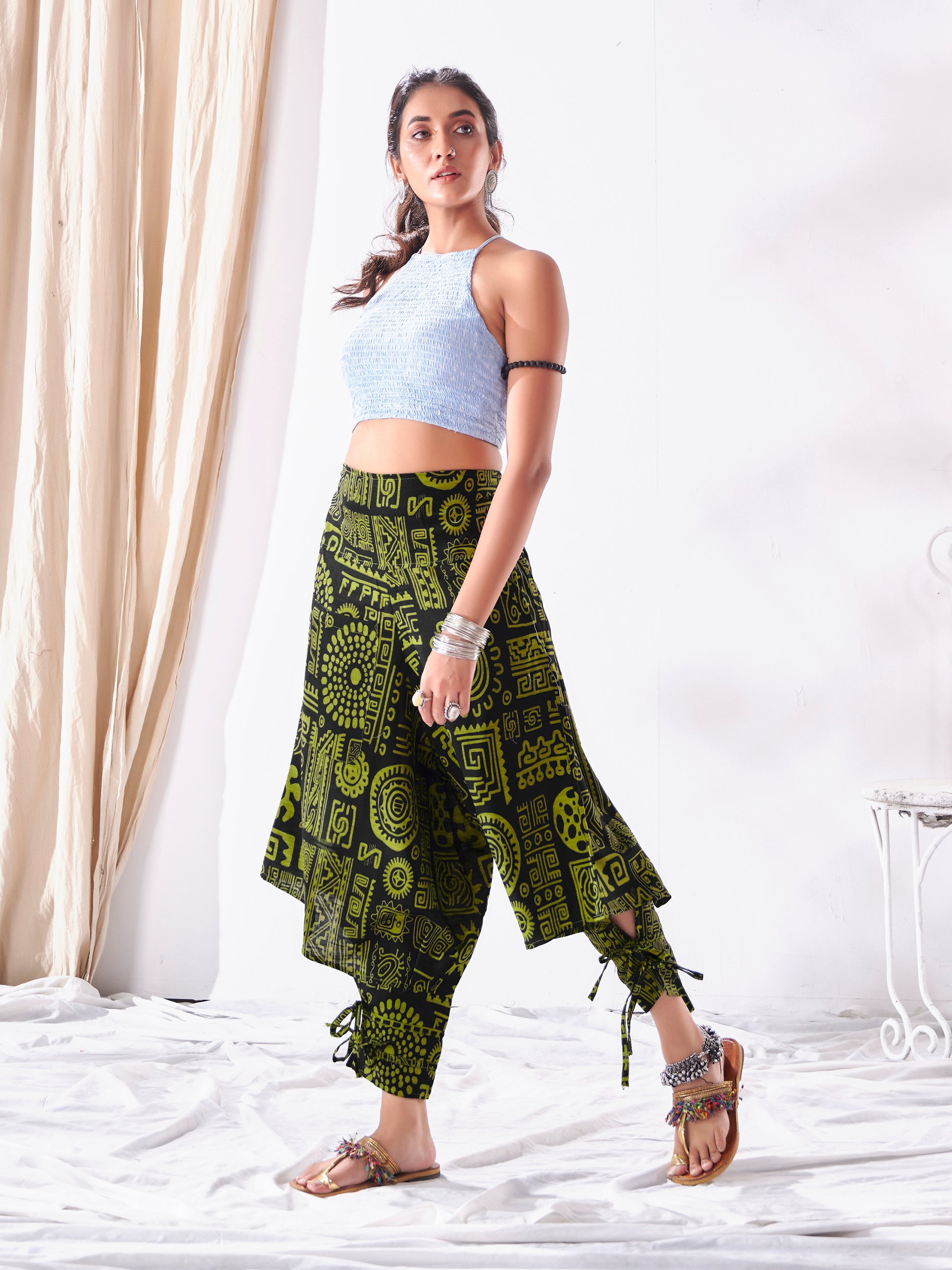 Buy Women's Arabic Neon Green Boho Baggy Harem Track Pant Unisex Yoga Dance Freesize Track Pant